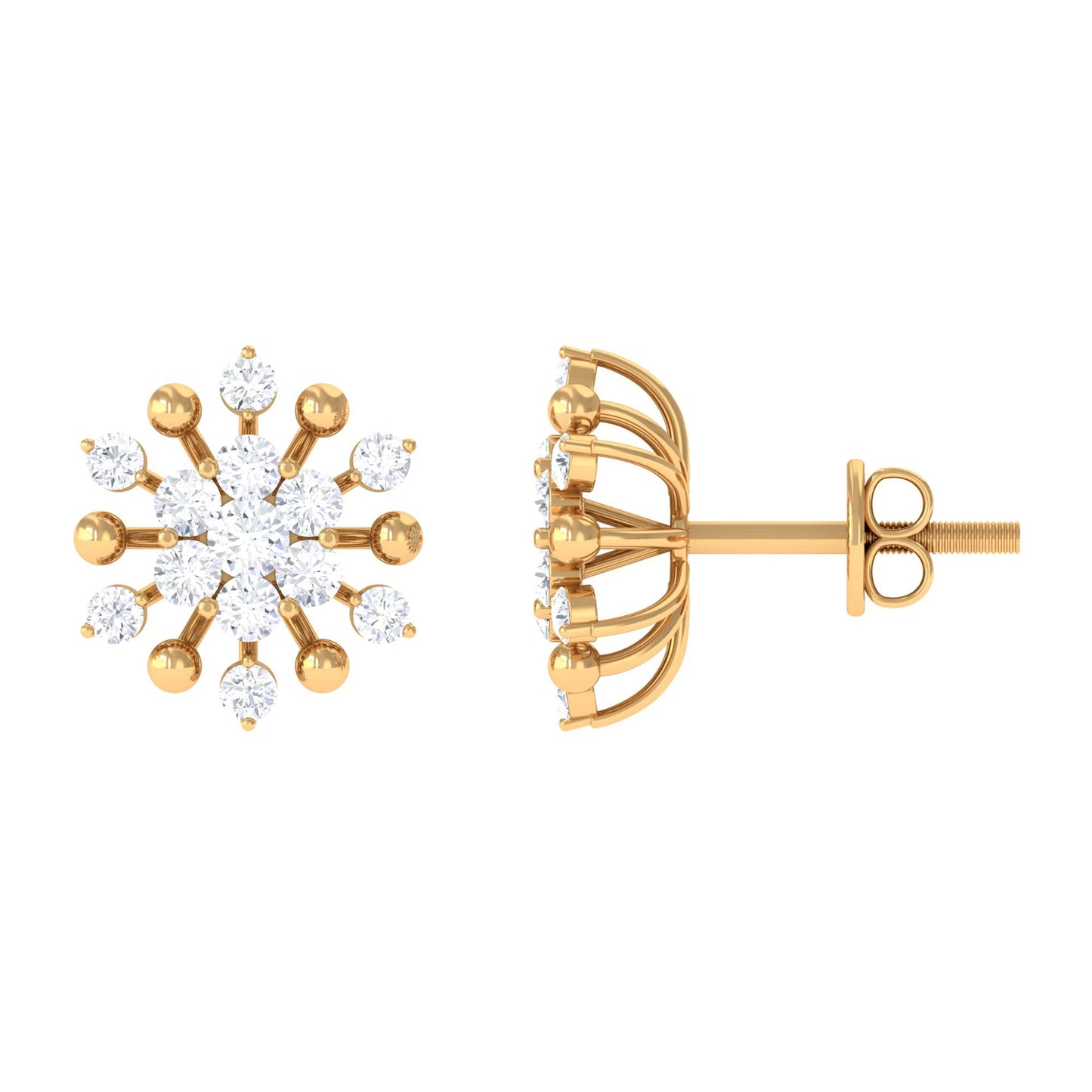 3/4 CT Moissanite Floral Cluster Stud Earrings