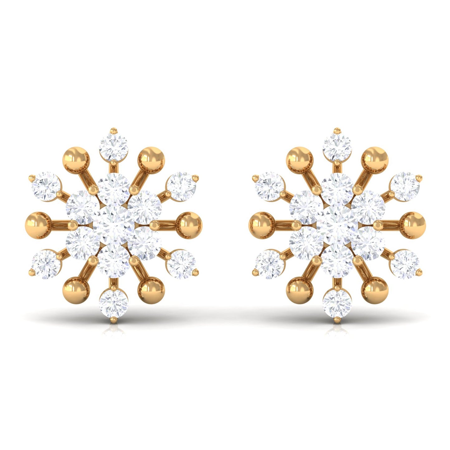 3/4 CT Moissanite Floral Cluster Stud Earrings