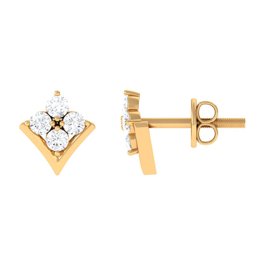 Certified Moissanite Flower Stud Earrings for Her