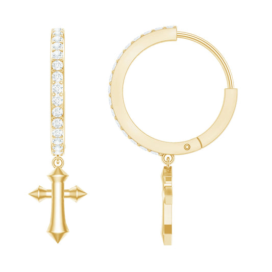 Certified Moissanite Cross Drop Earrings