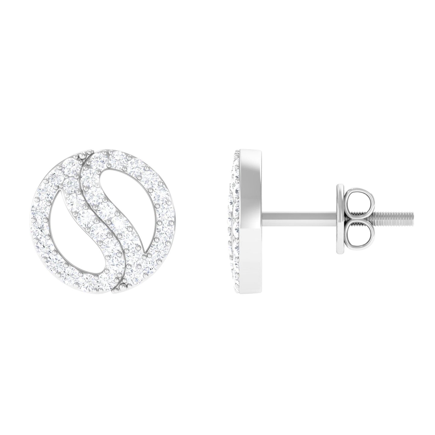 Classic Real Diamond Round Stud Earrings