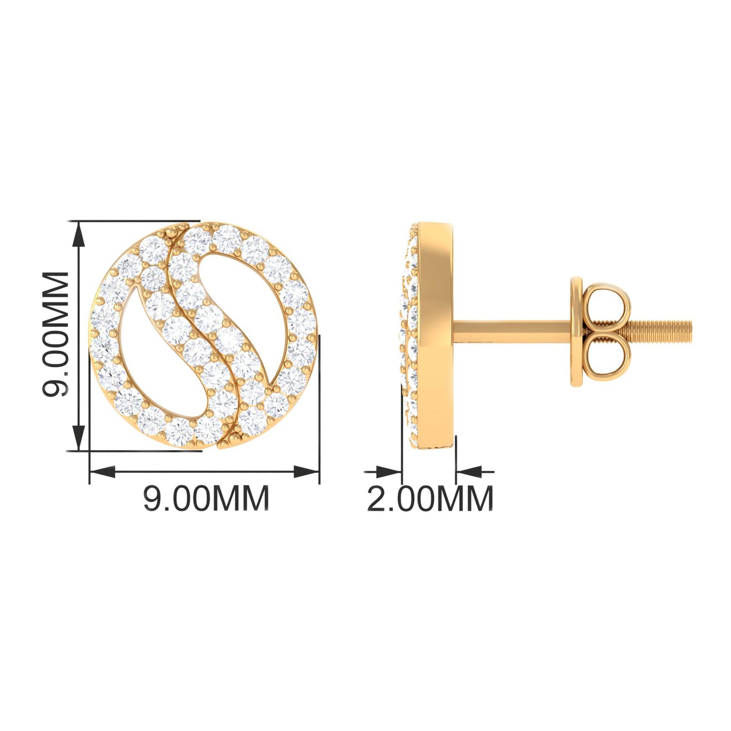 Classic Real Diamond Round Stud Earrings