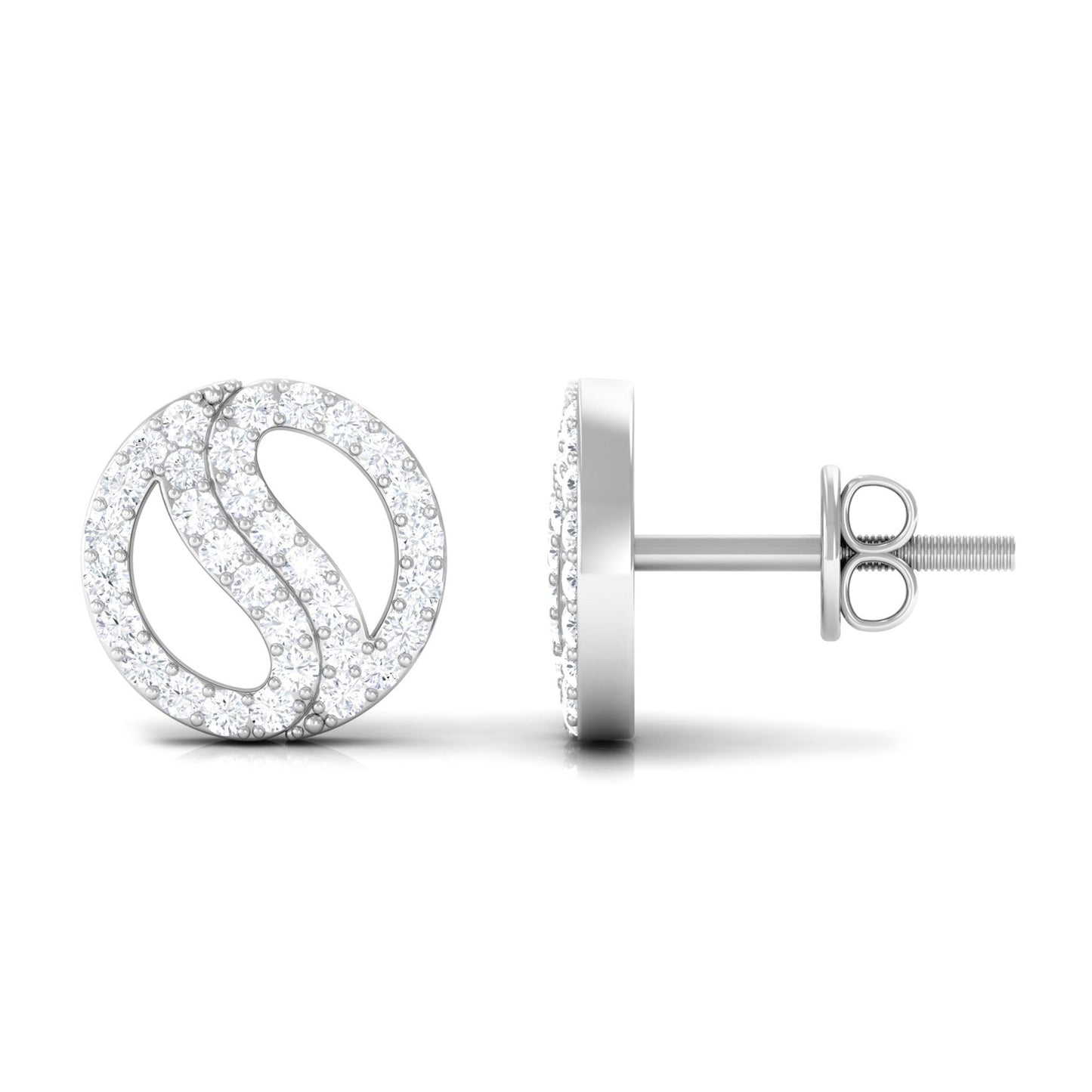 Classic Real Diamond Round Stud Earrings