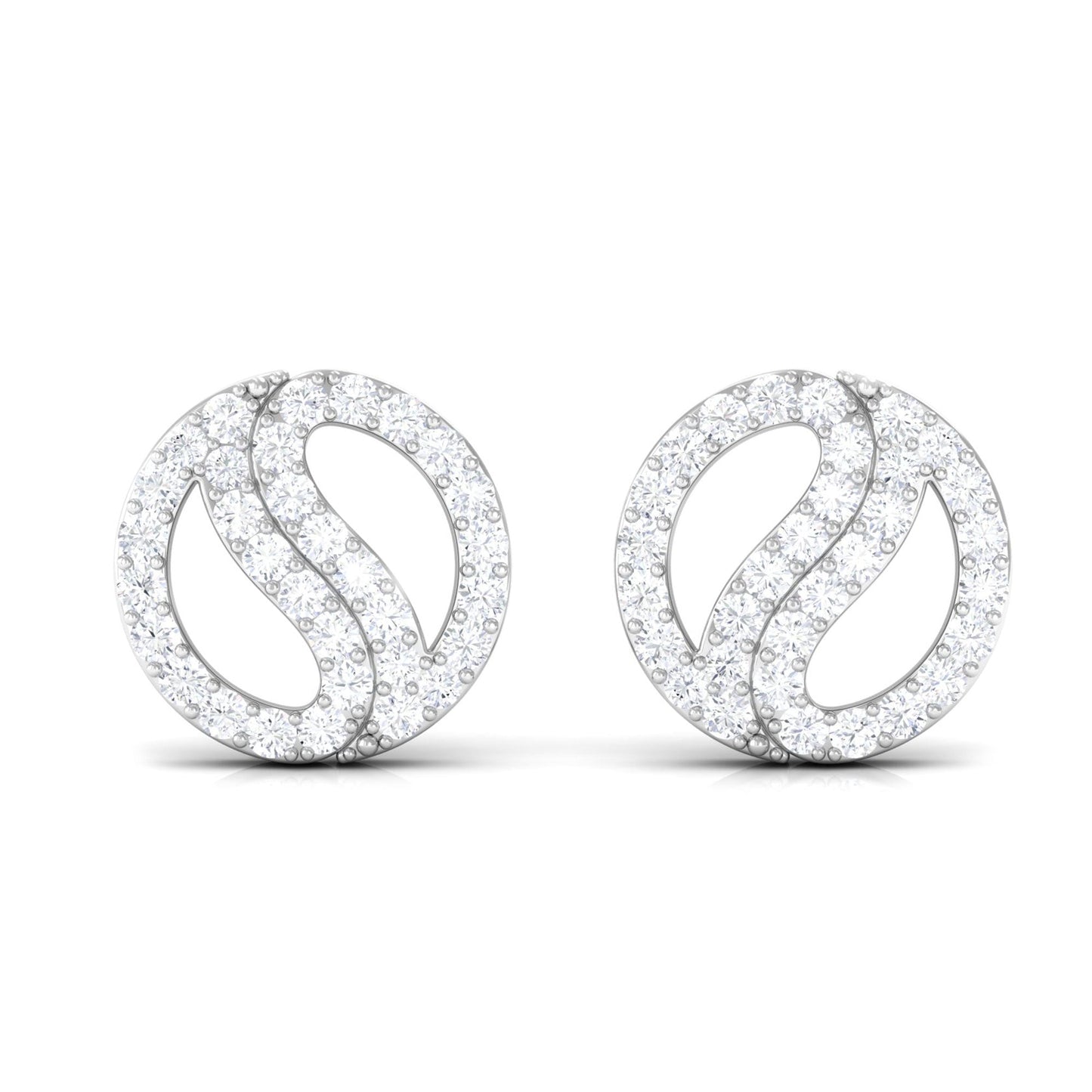 Classic Real Diamond Round Stud Earrings