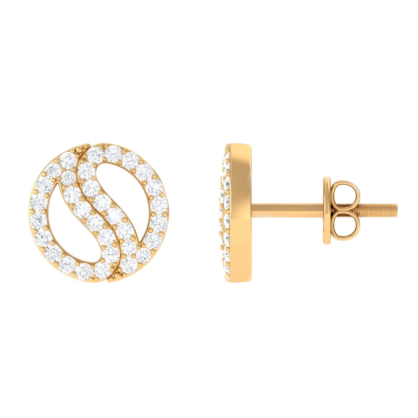 Classic Real Diamond Round Stud Earrings