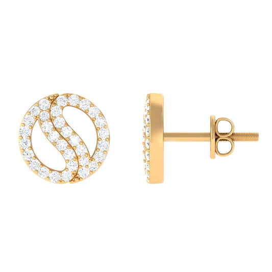 Classic Real Diamond Round Stud Earrings