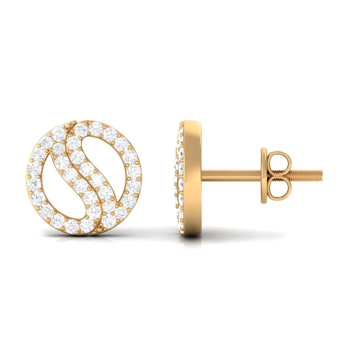 Classic Real Diamond Round Stud Earrings
