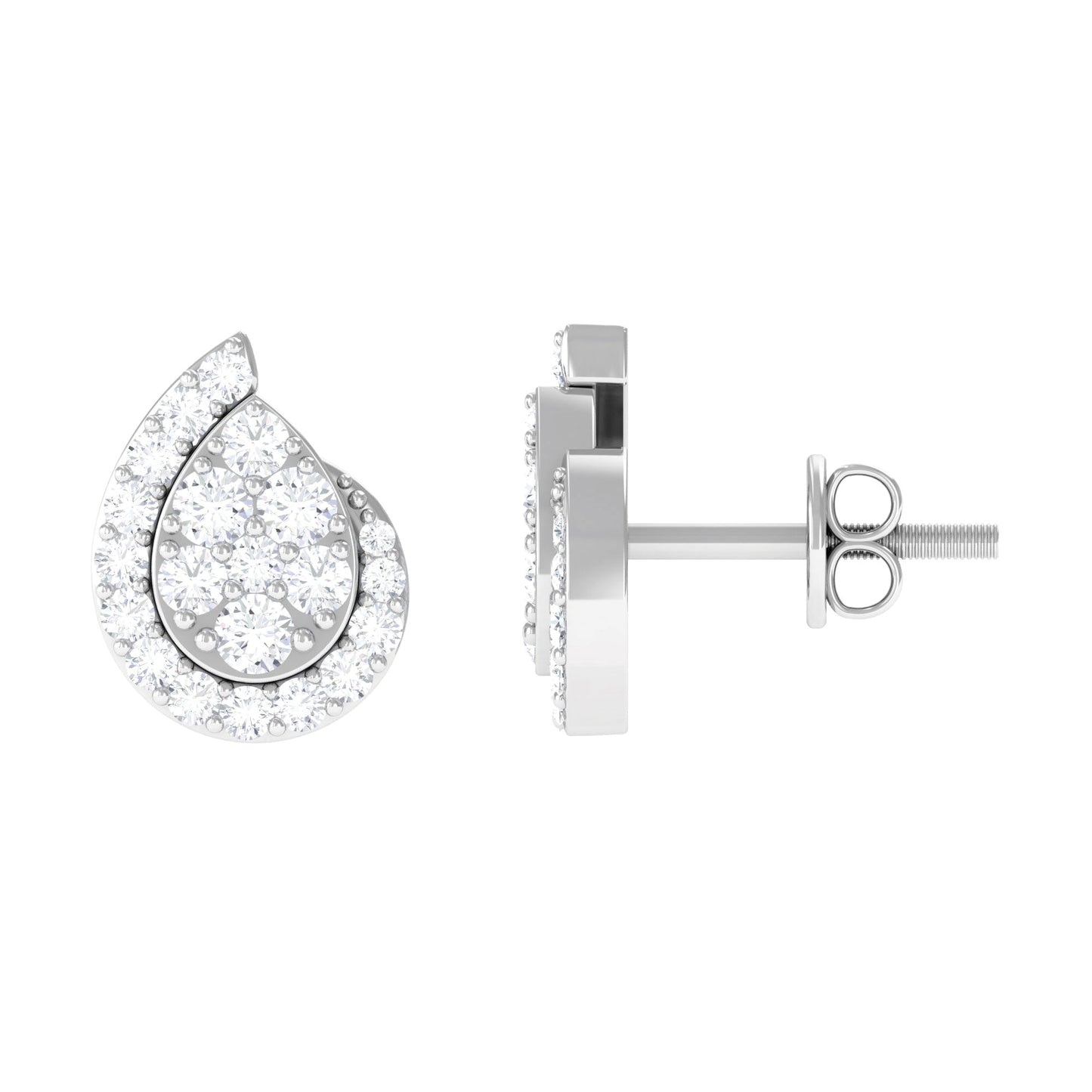 0.75 CT Real Diamond Designer Teardrop Stud Earrings