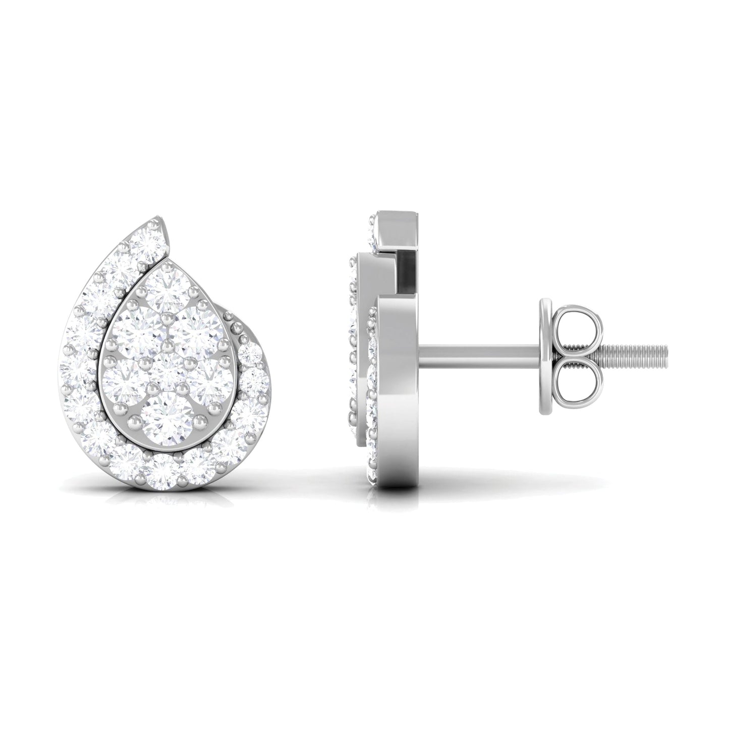 0.75 CT Real Diamond Designer Teardrop Stud Earrings