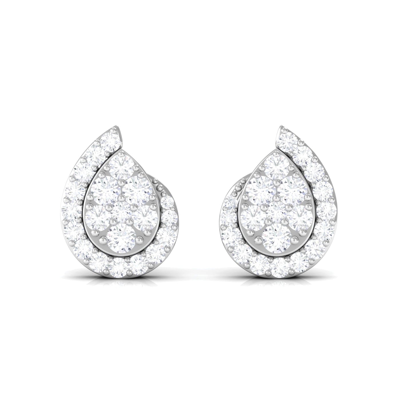 0.75 CT Real Diamond Designer Teardrop Stud Earrings