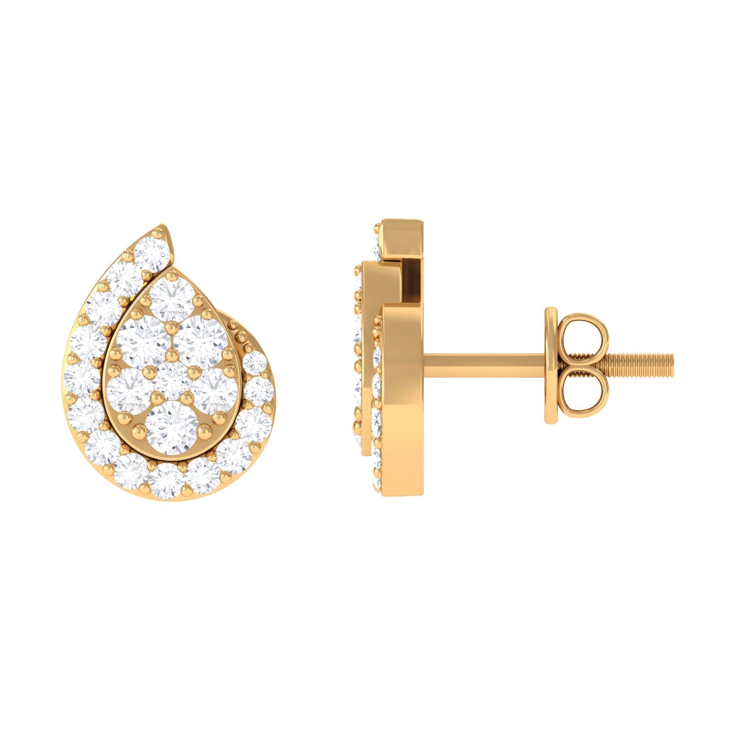 0.75 CT Real Diamond Designer Teardrop Stud Earrings