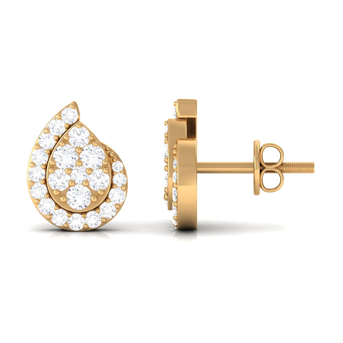 0.75 CT Real Diamond Designer Teardrop Stud Earrings
