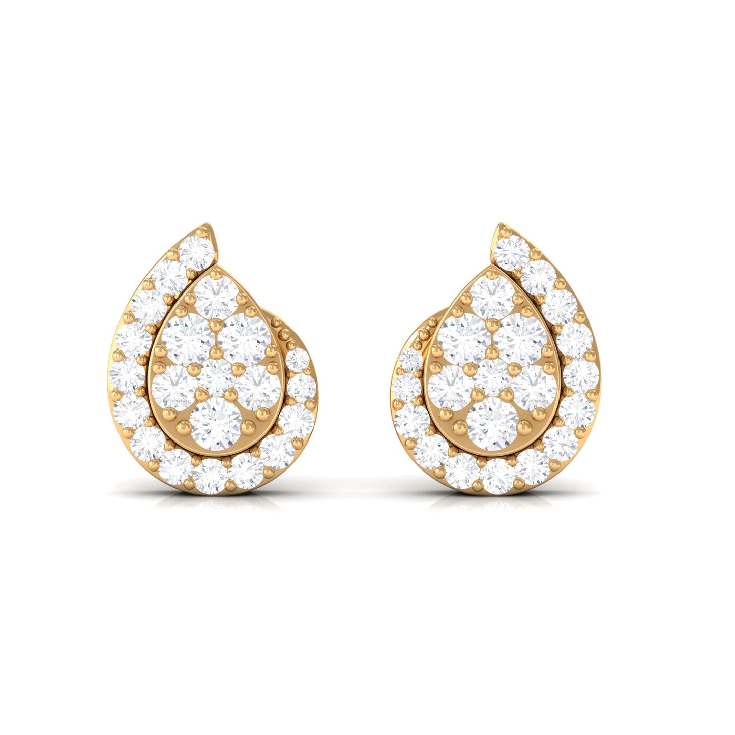 0.75 CT Real Diamond Designer Teardrop Stud Earrings