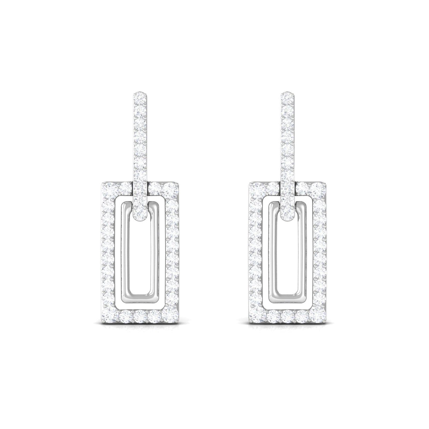 1 CT Certified Moissanite Minimal Rectangle Shape Dangle Earrings