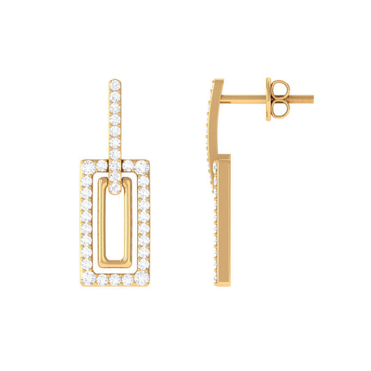 1 CT Certified Moissanite Minimal Rectangle Shape Dangle Earrings