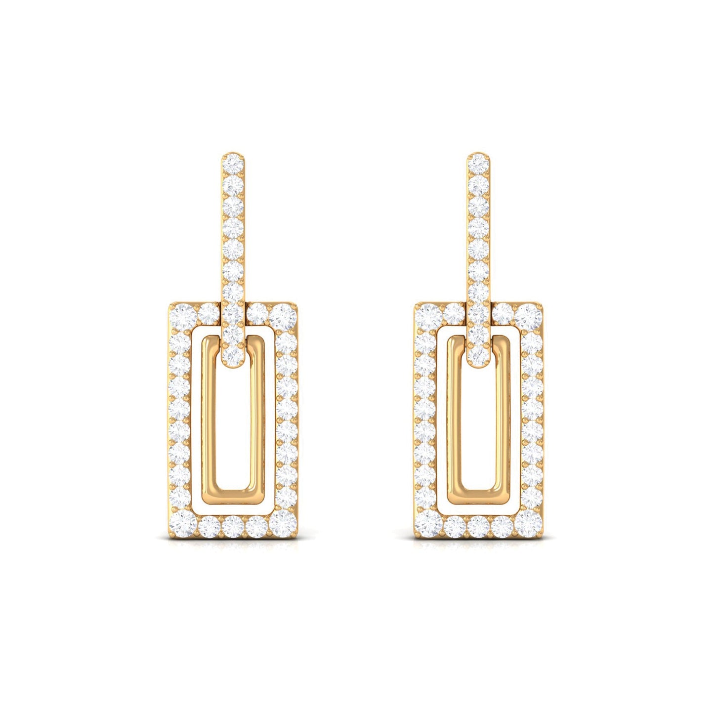 1 CT Certified Moissanite Minimal Rectangle Shape Dangle Earrings