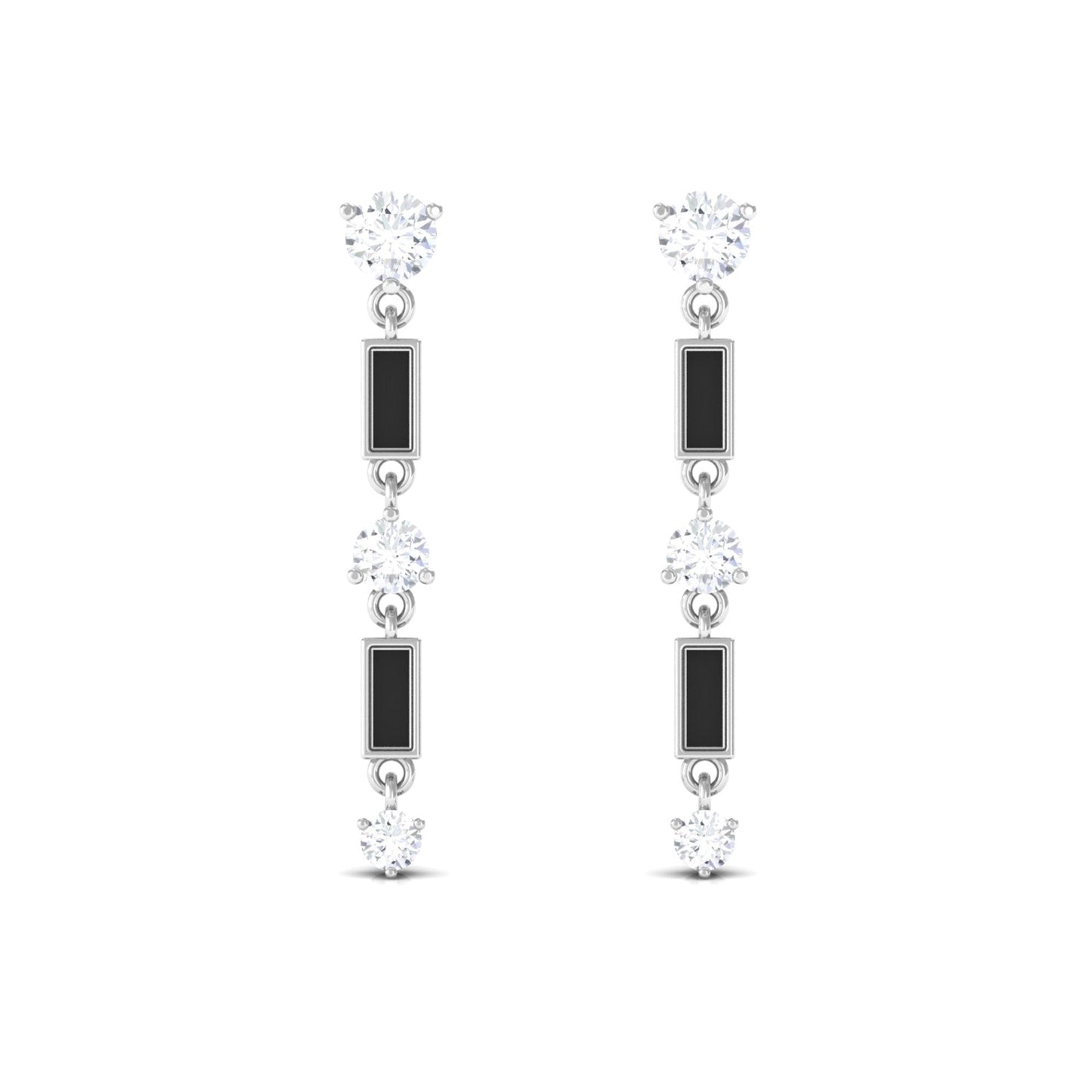 0.50 CT Moissanite Dangle Earrings with Black Enamel