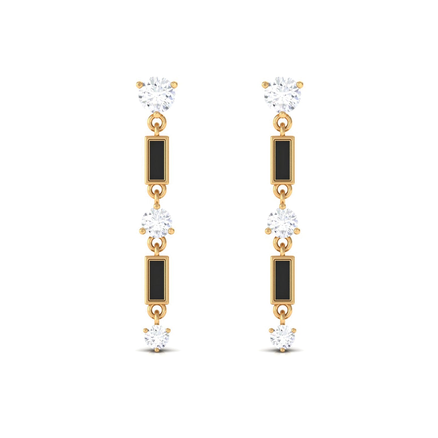 0.50 CT Moissanite Dangle Earrings with Black Enamel