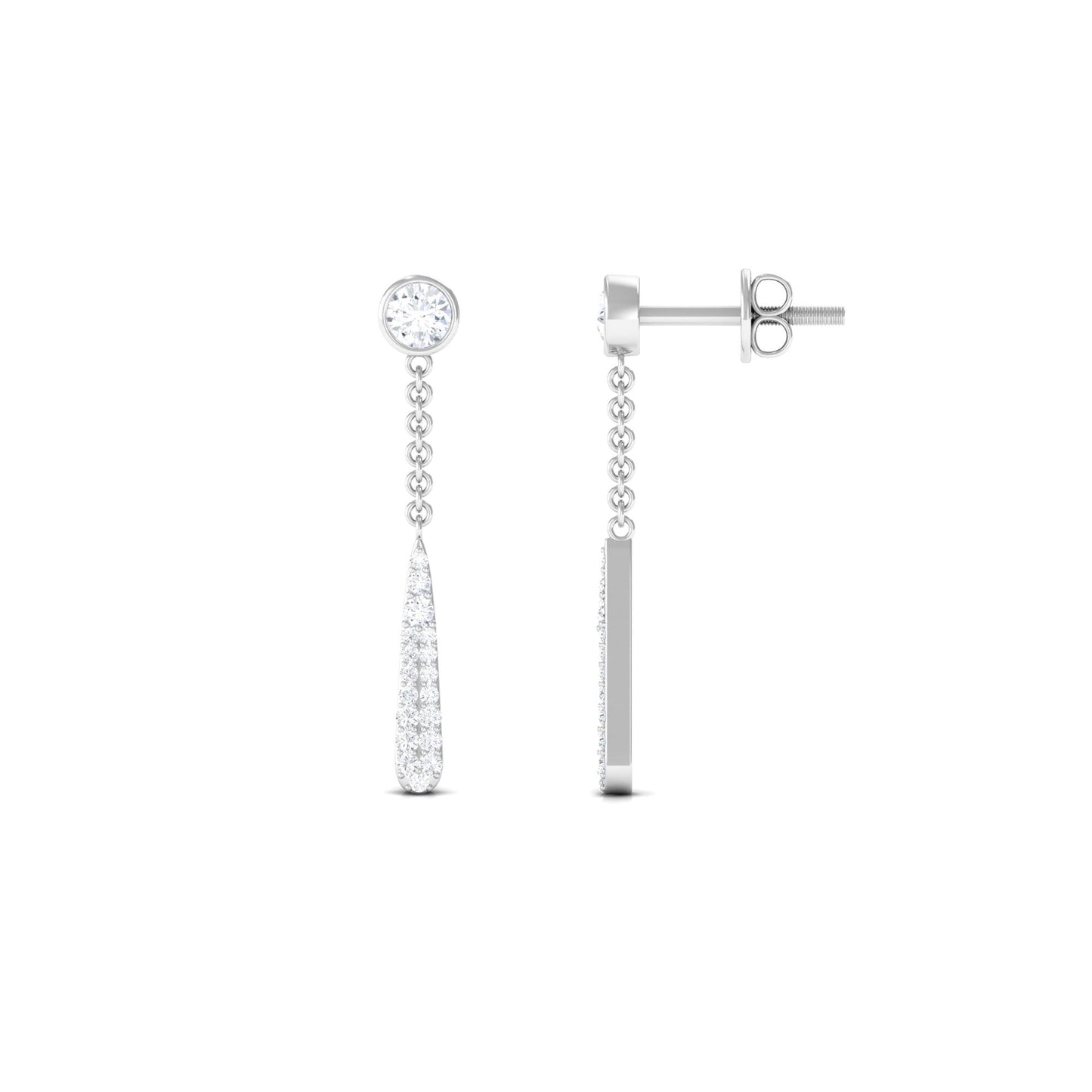 0.50 CT Certified Moissanite Chain Dangle Earrings