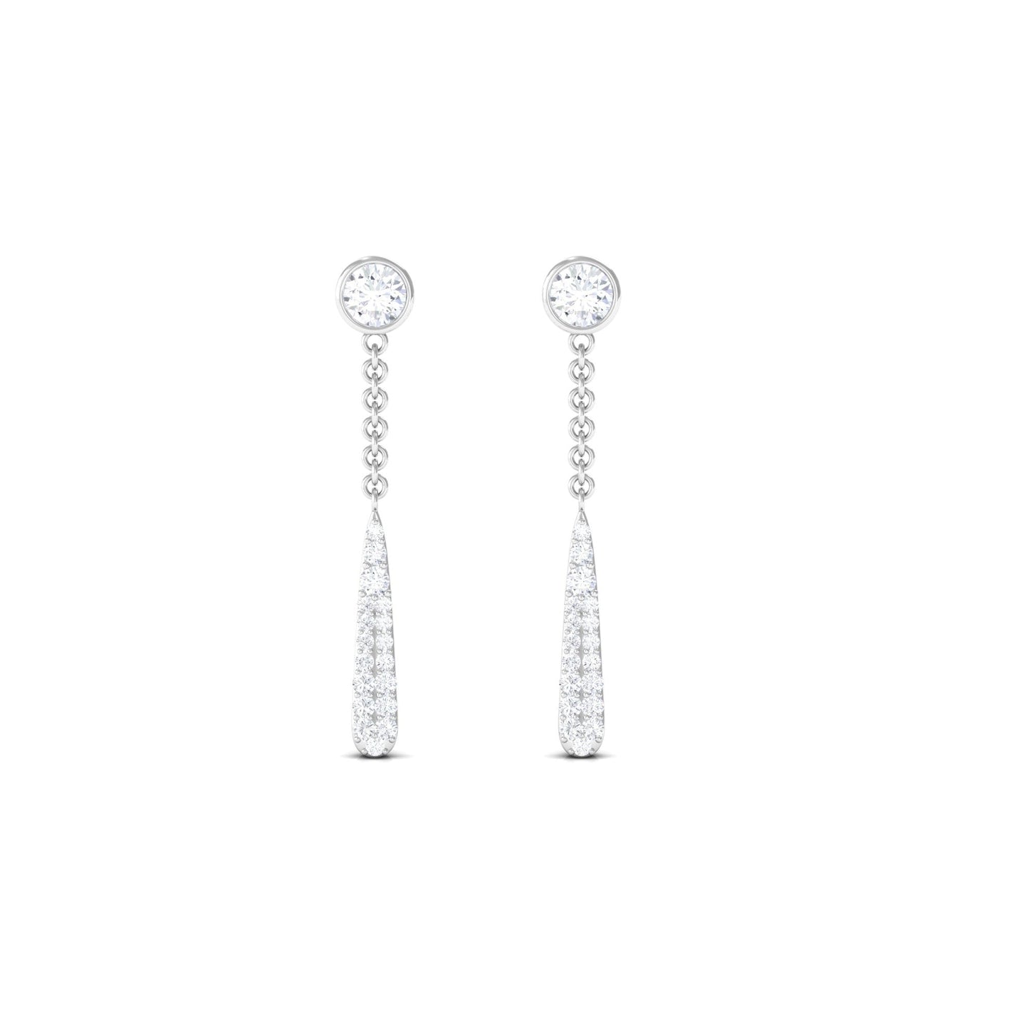 0.50 CT Certified Moissanite Chain Dangle Earrings