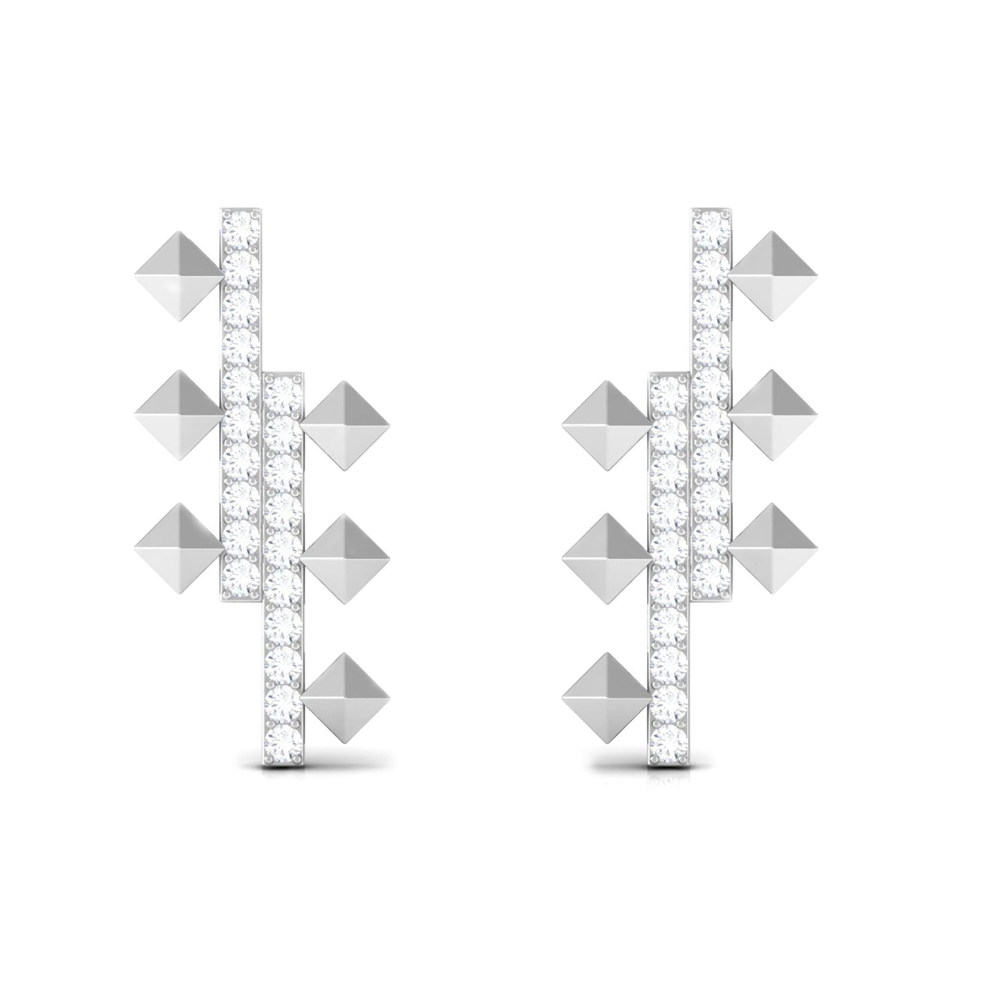 1/2 CT Pave Moissanite Bar Art Deco Stud Earrings