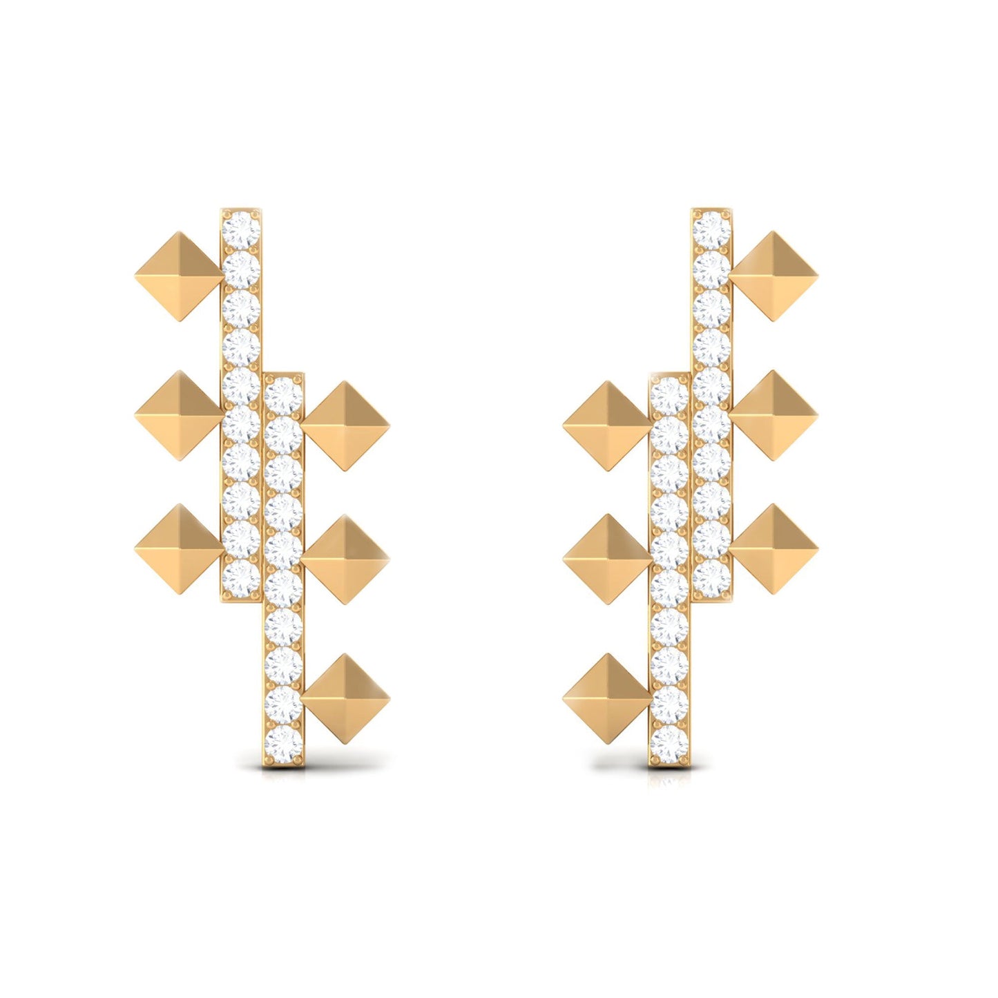 1/2 CT Pave Moissanite Bar Art Deco Stud Earrings