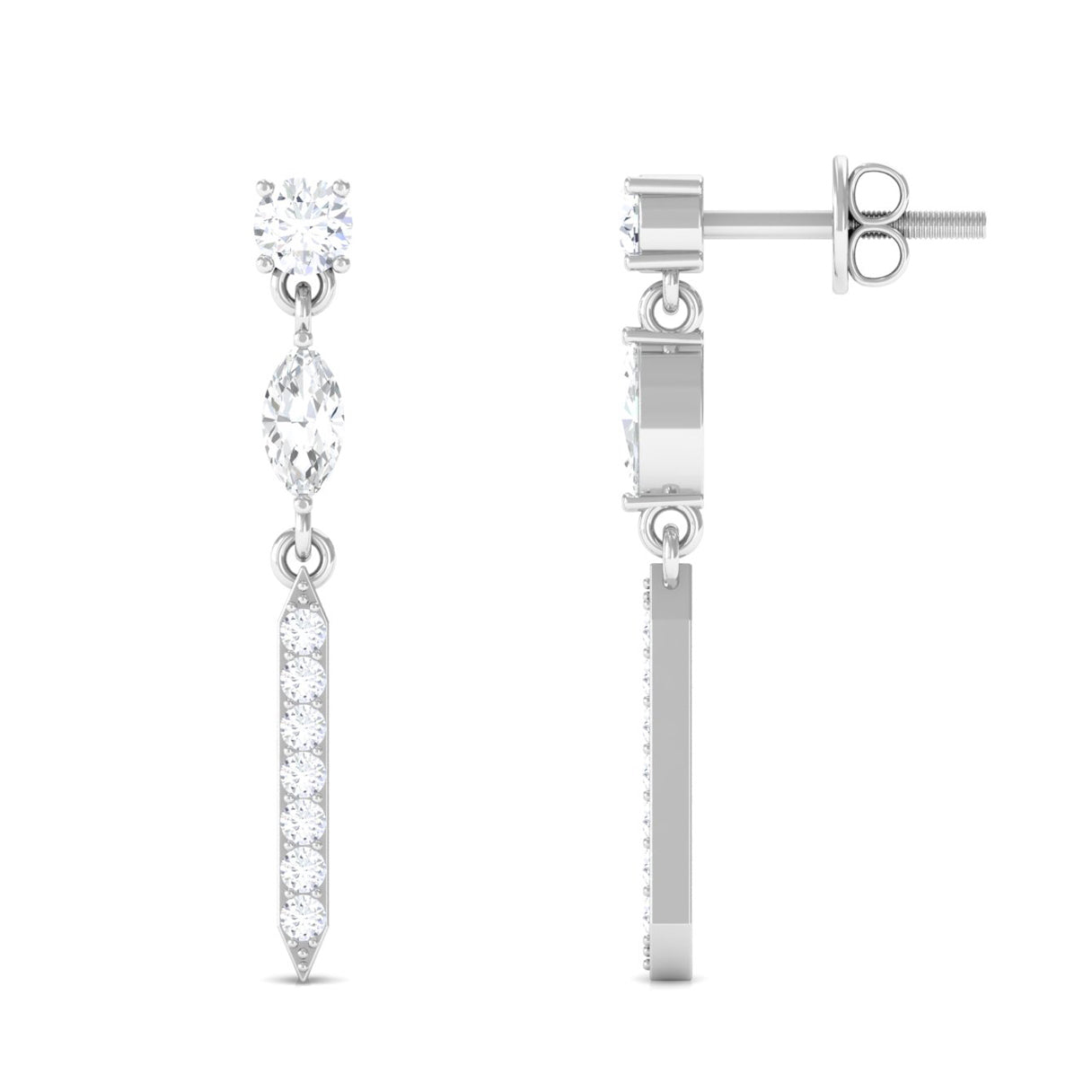 1 CT Moissanite Minimal Dangle Earrings with Screw Back