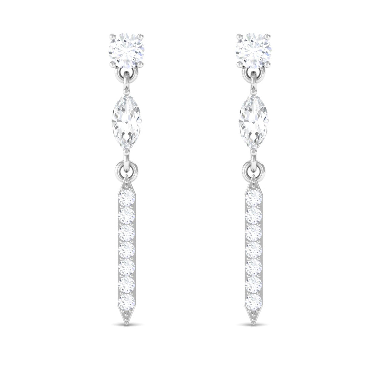 1 CT Moissanite Minimal Dangle Earrings with Screw Back