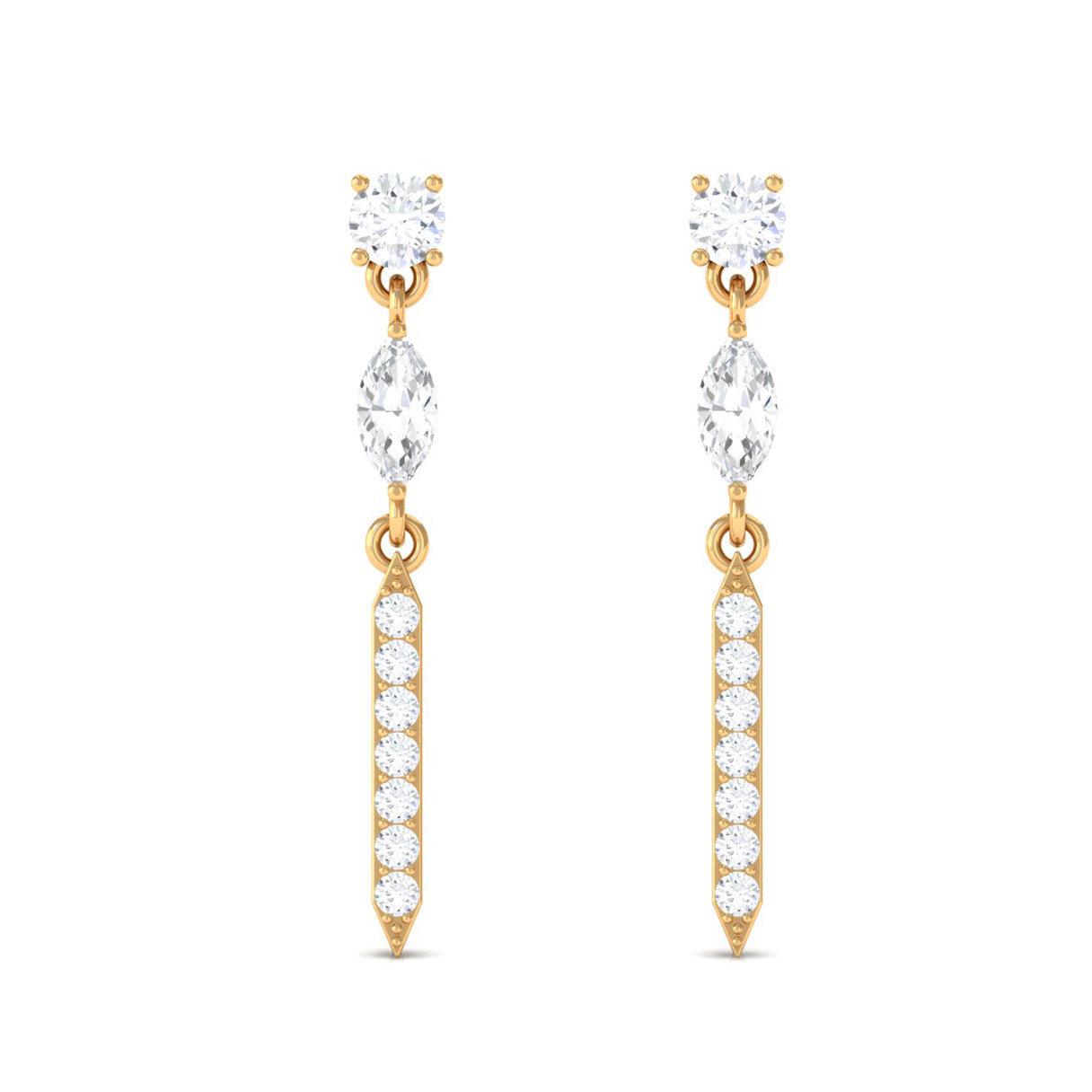 1 CT Moissanite Minimal Dangle Earrings with Screw Back