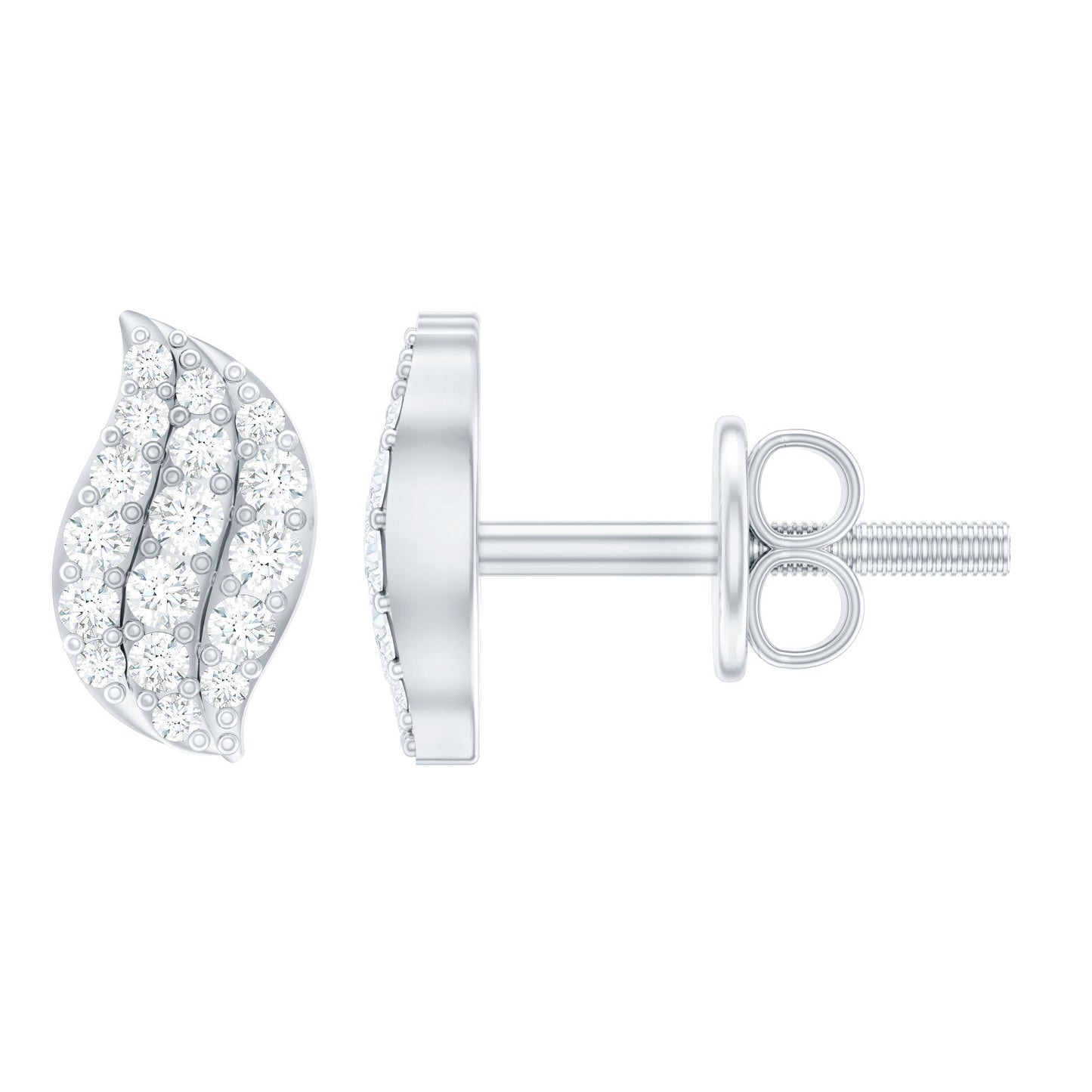 1/4 CT Certified Moissanite Leaf Stud Earrings in Pave Setting