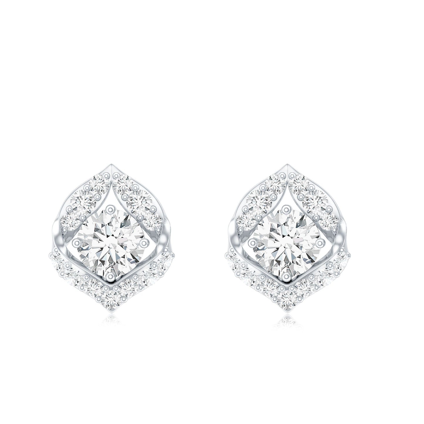 1 CT Moissanite Petal Stud Earrings with Screw Back