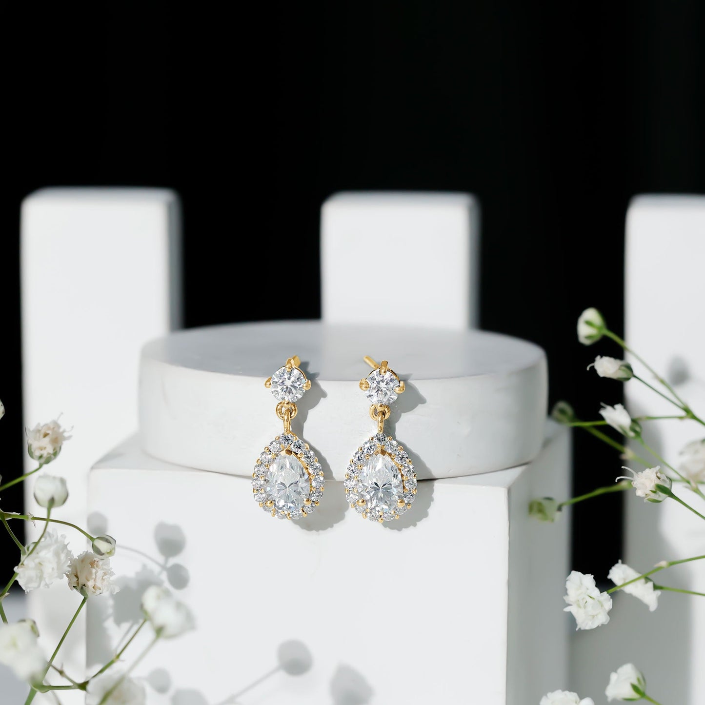 2.50 CT Moissanite Bridal Dangle Earrings in Prong Setting