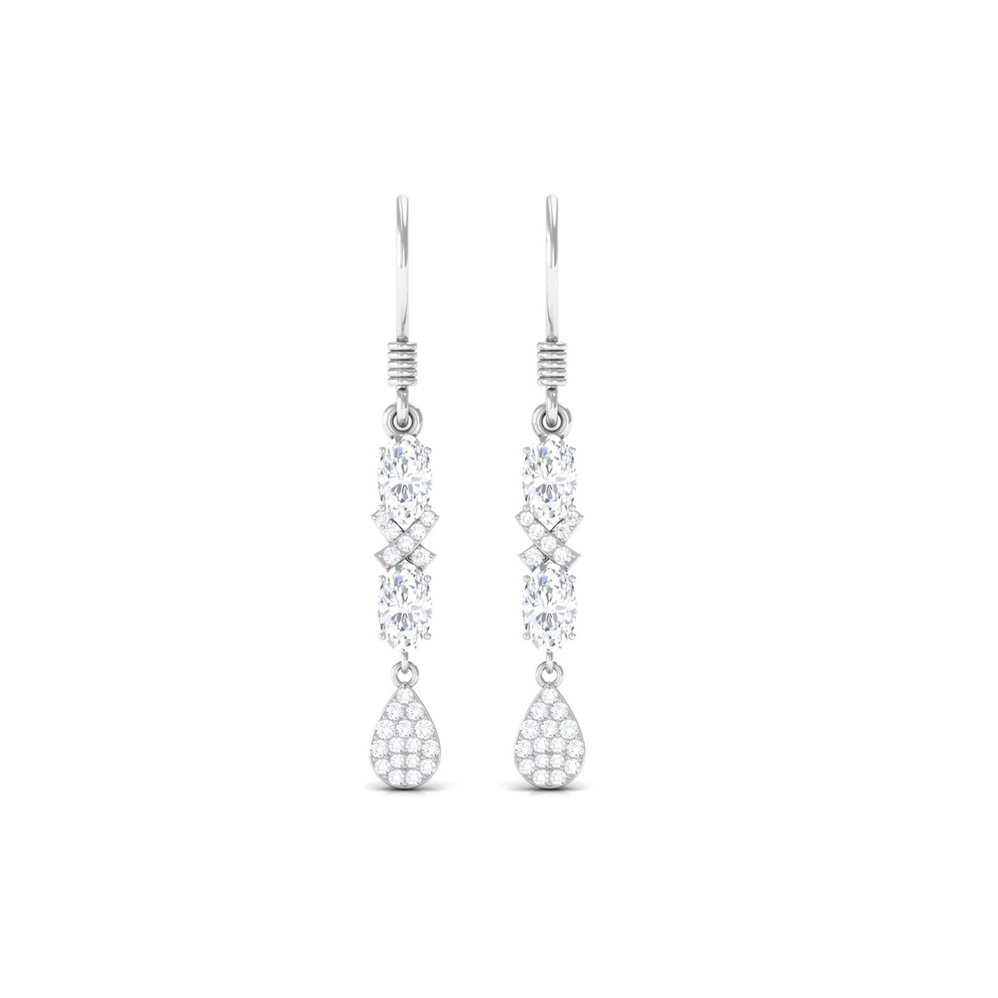 1.5 CT Round and Oval Cut Moissanite Dangle Earrings