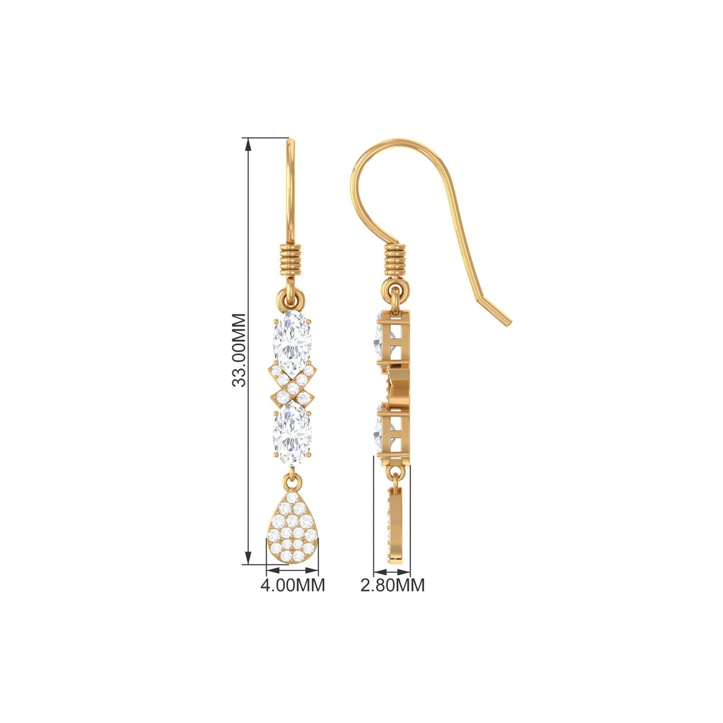 1.5 CT Round and Oval Cut Moissanite Dangle Earrings