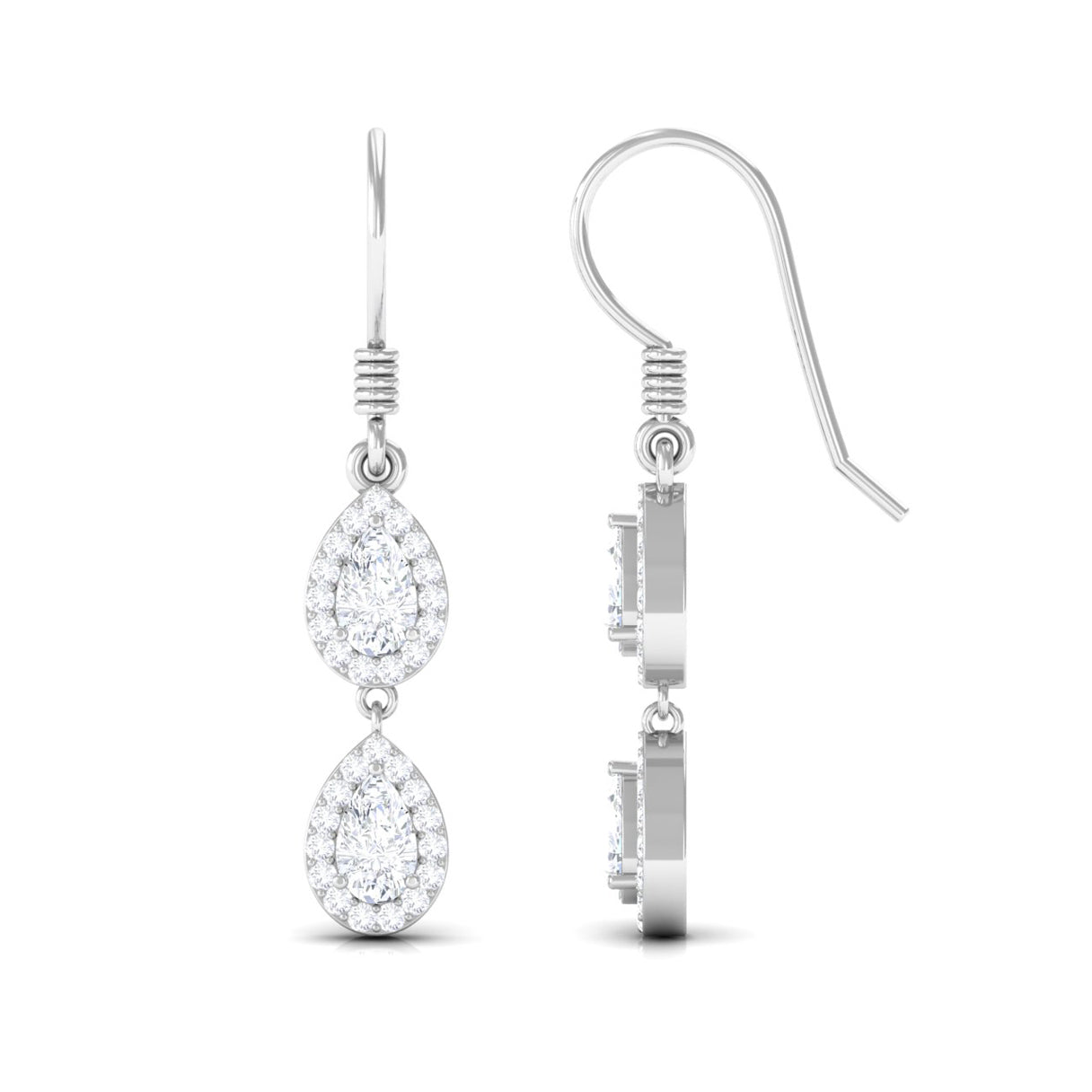 1 CT Pear and Round Cut Moissanite Dangle Earrings