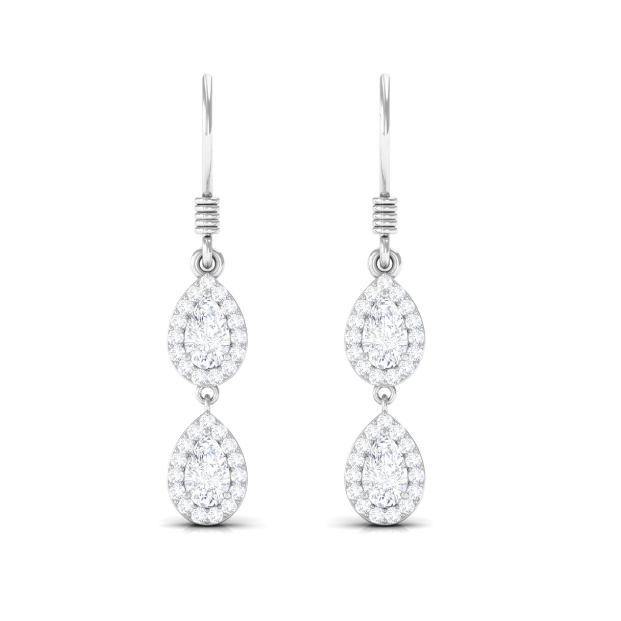 1 CT Pear and Round Cut Moissanite Dangle Earrings