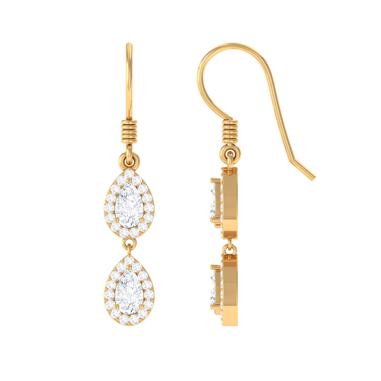 1 CT Pear and Round Cut Moissanite Dangle Earrings