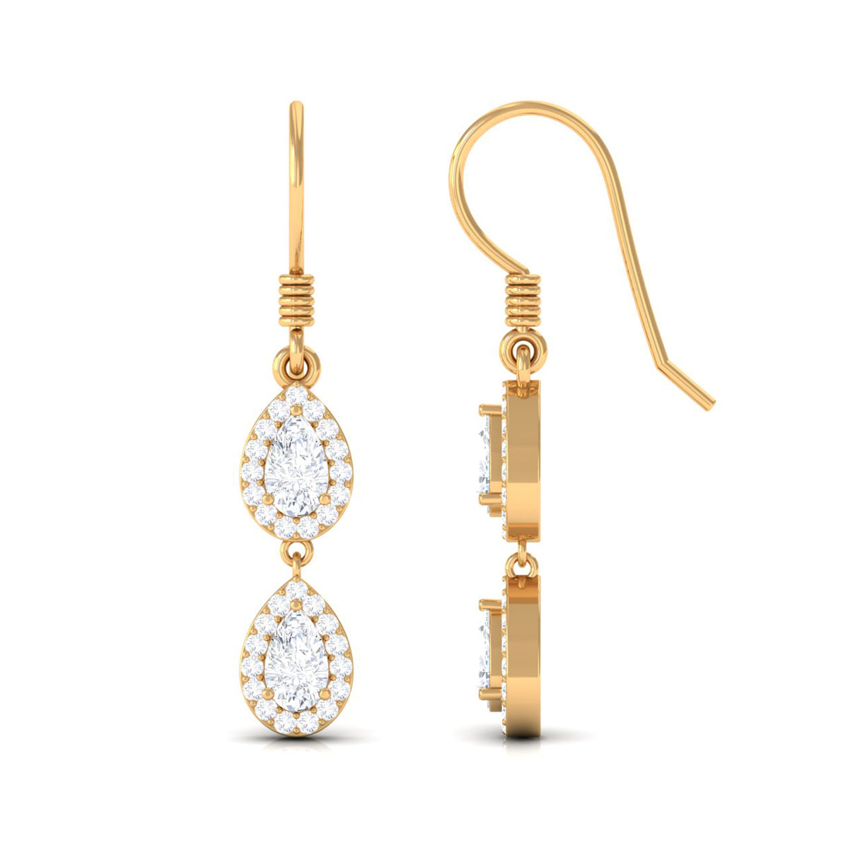 1 CT Pear and Round Cut Moissanite Dangle Earrings