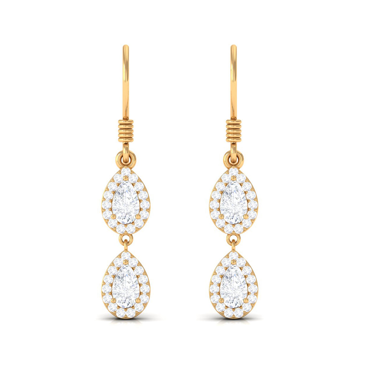 1 CT Pear and Round Cut Moissanite Dangle Earrings
