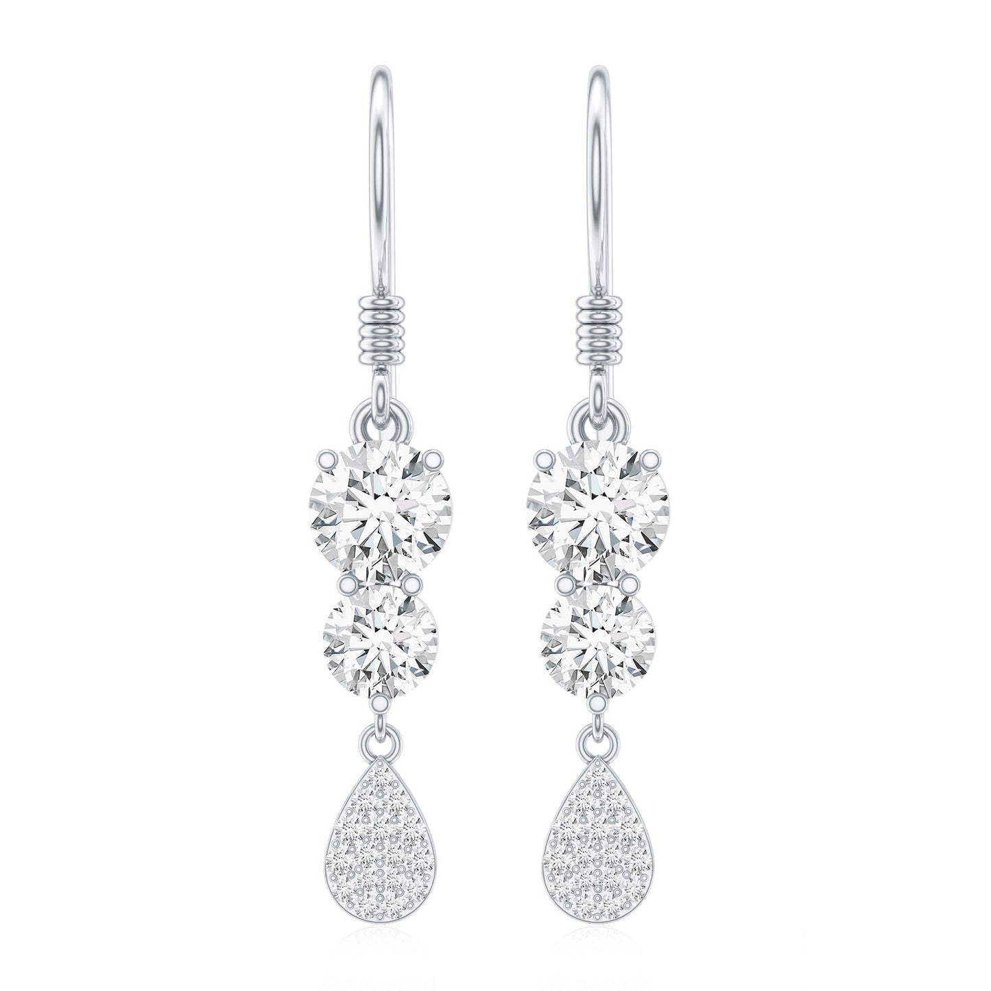 1.75 CT Moissanite Minimal Dangle Earrings in Gold