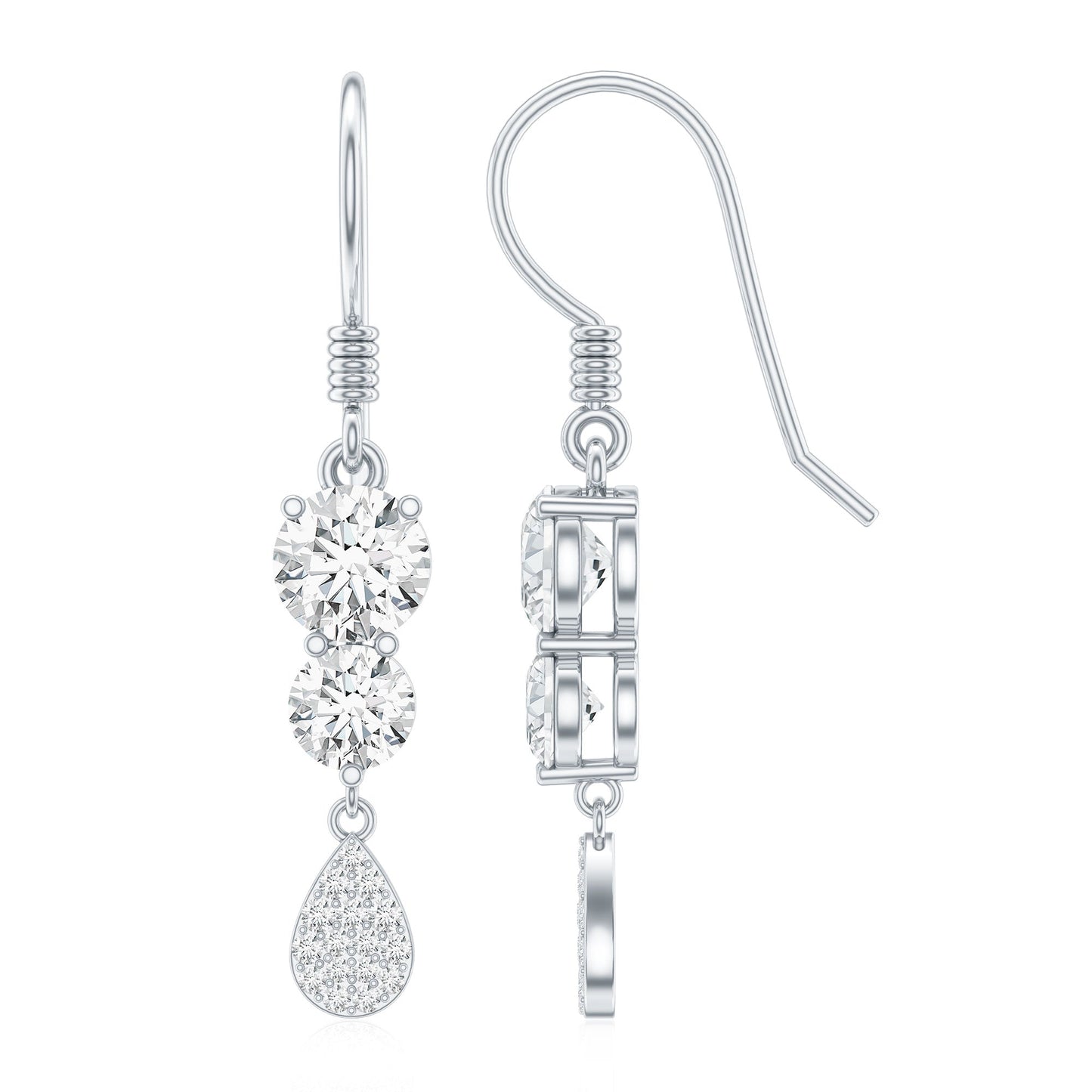 1.75 CT Moissanite Minimal Dangle Earrings in Gold
