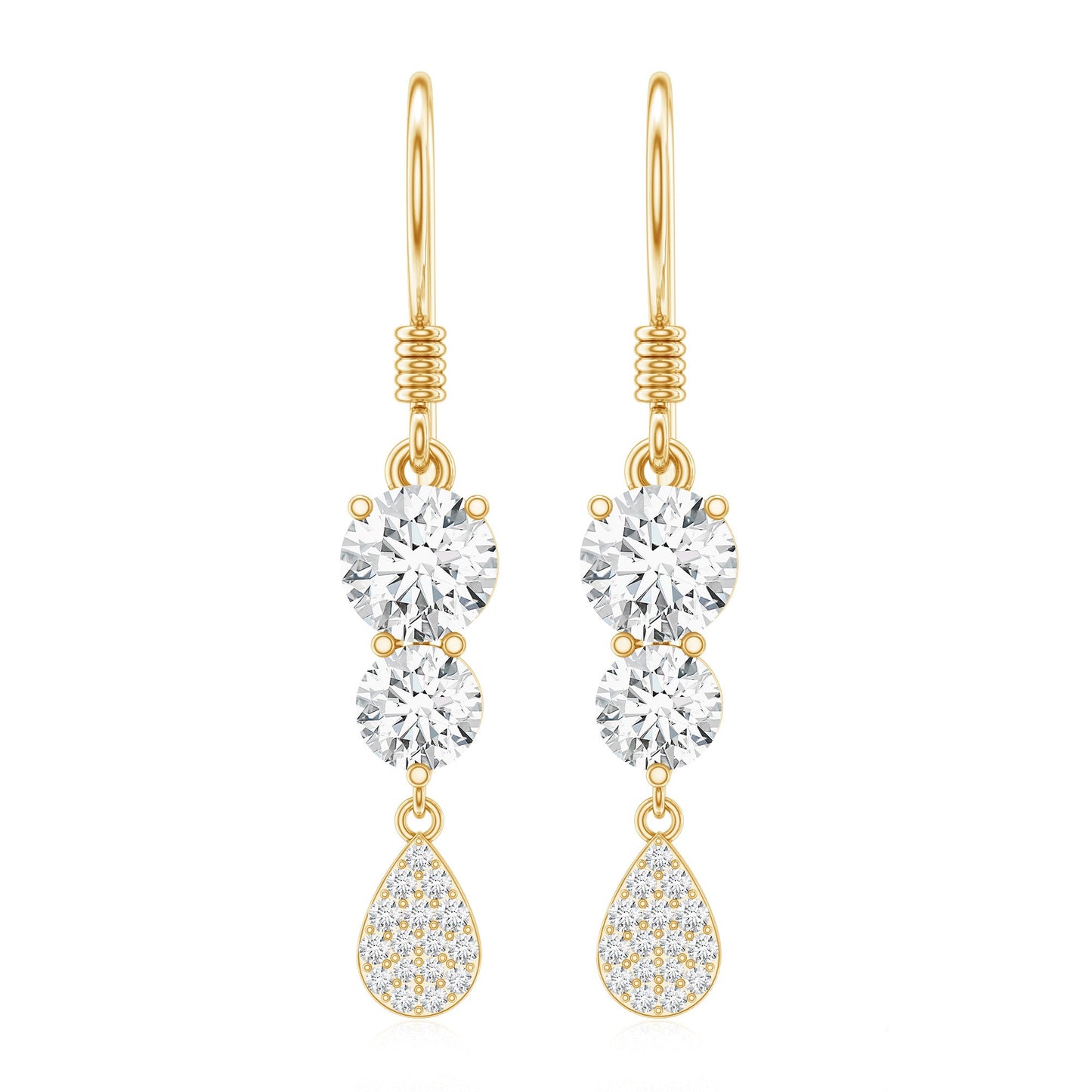 1.75 CT Moissanite Minimal Dangle Earrings in Gold