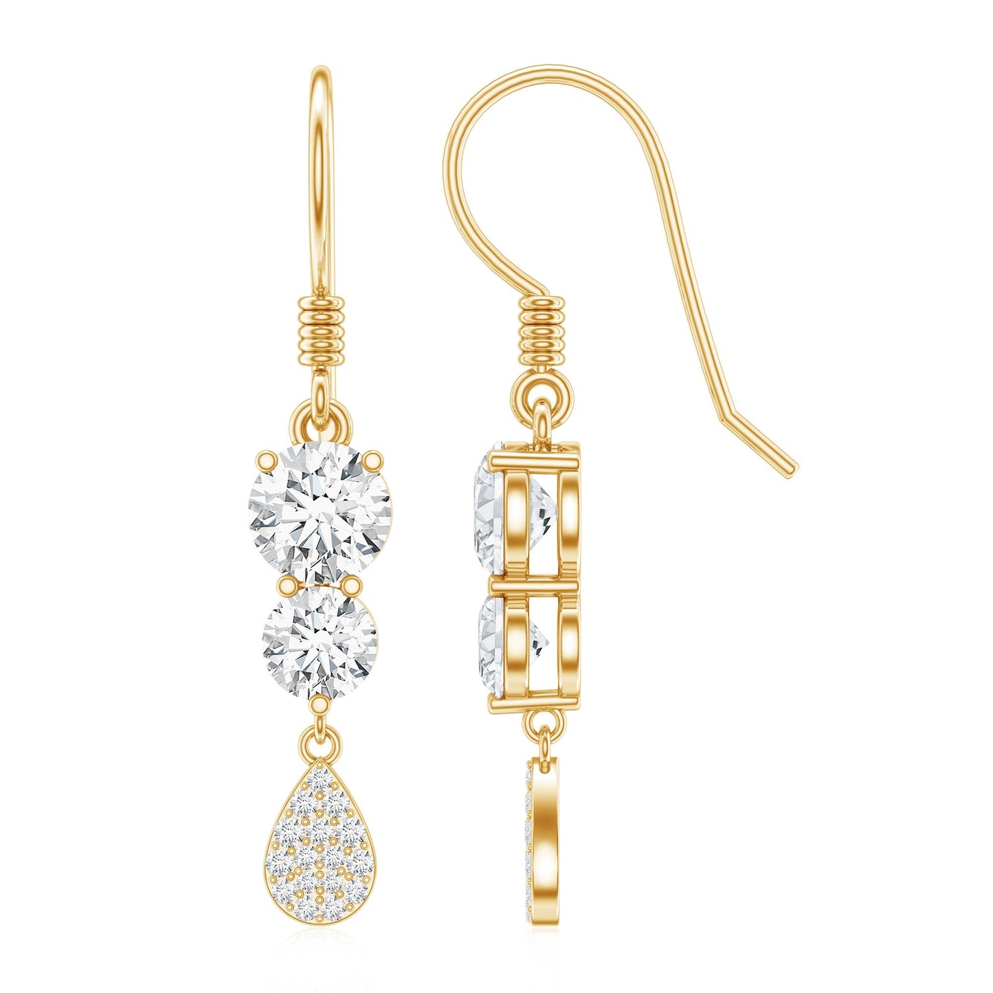 1.75 CT Moissanite Minimal Dangle Earrings in Gold