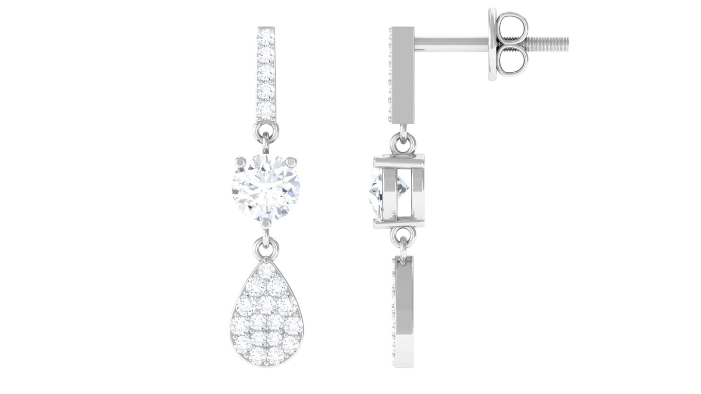 1 CT Round Cut Moissanite Classic Dangle Drop Earrings