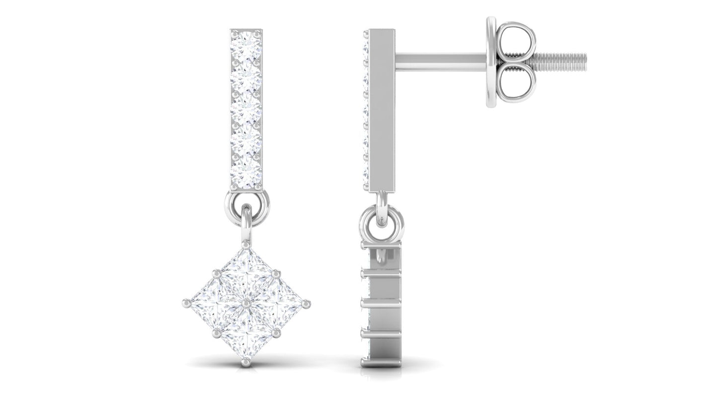 3/4 CT Contemporary Moissanite Dangle Earrings