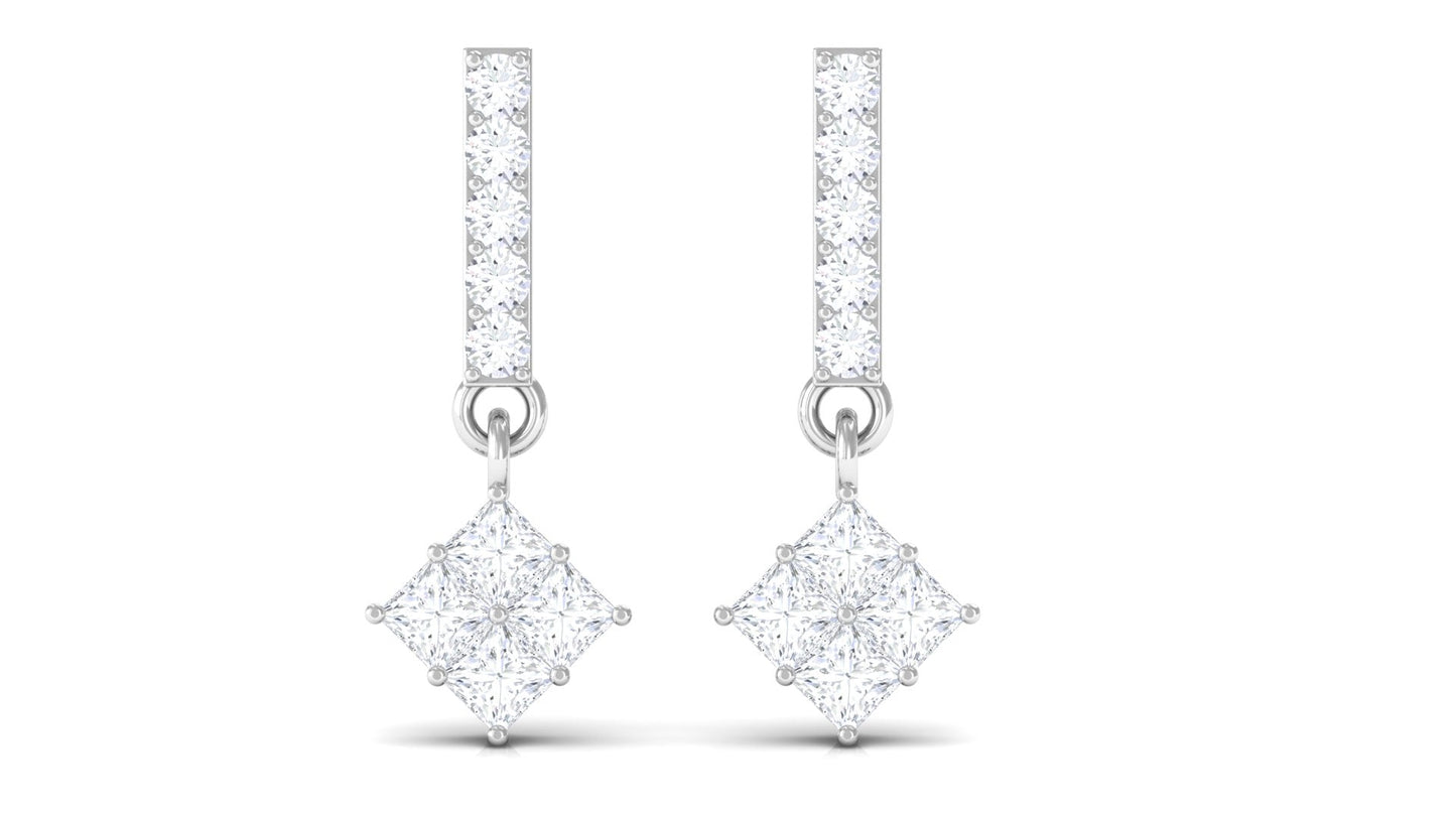 3/4 CT Contemporary Moissanite Dangle Earrings