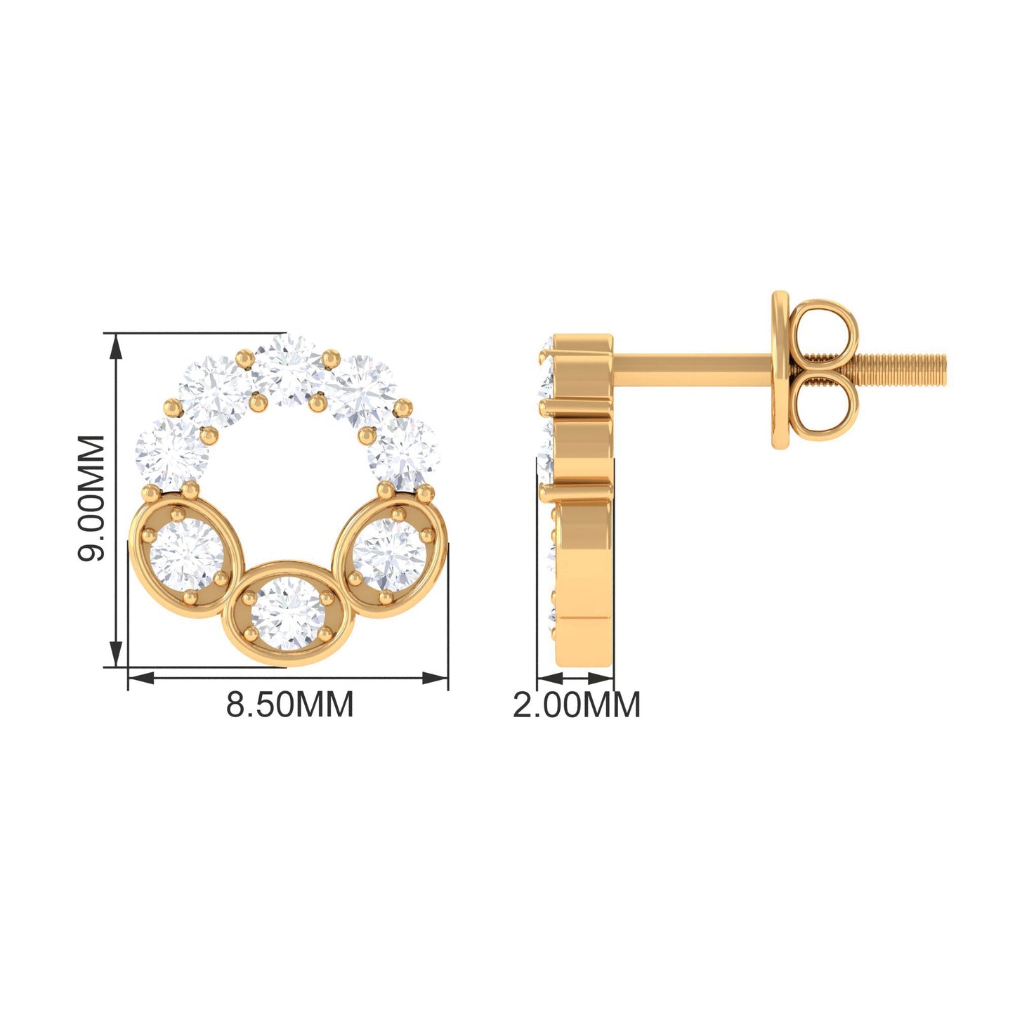 1 CT Certified Moissanite Designer Eternity Stud Earrings