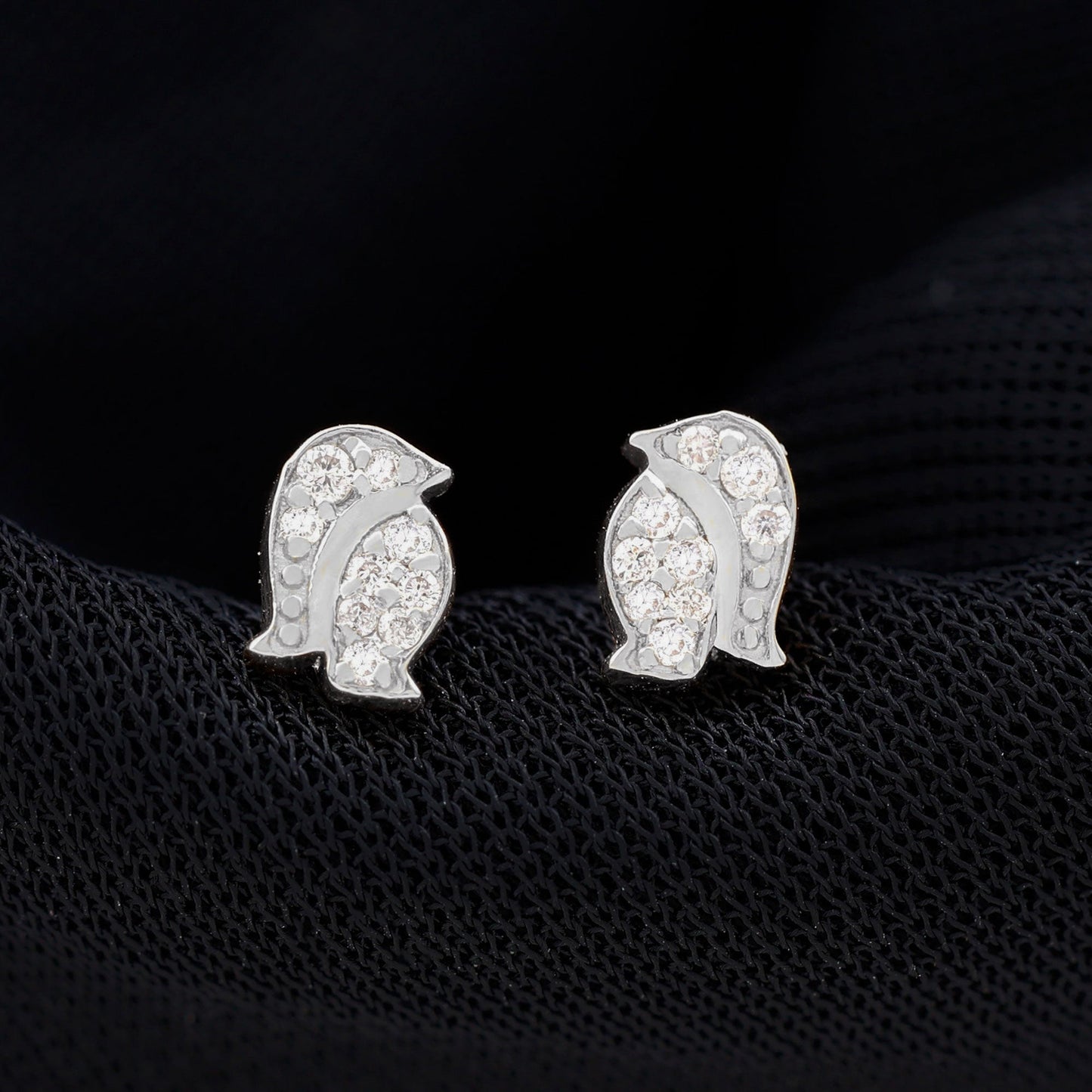 Natural Diamond Christmas Penguin Earrings With Certificate