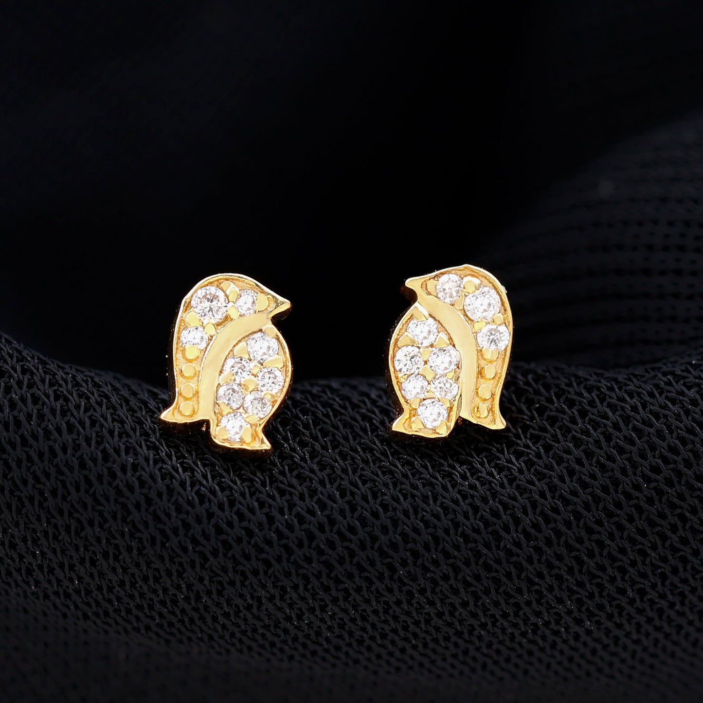 Natural Diamond Christmas Penguin Earrings With Certificate