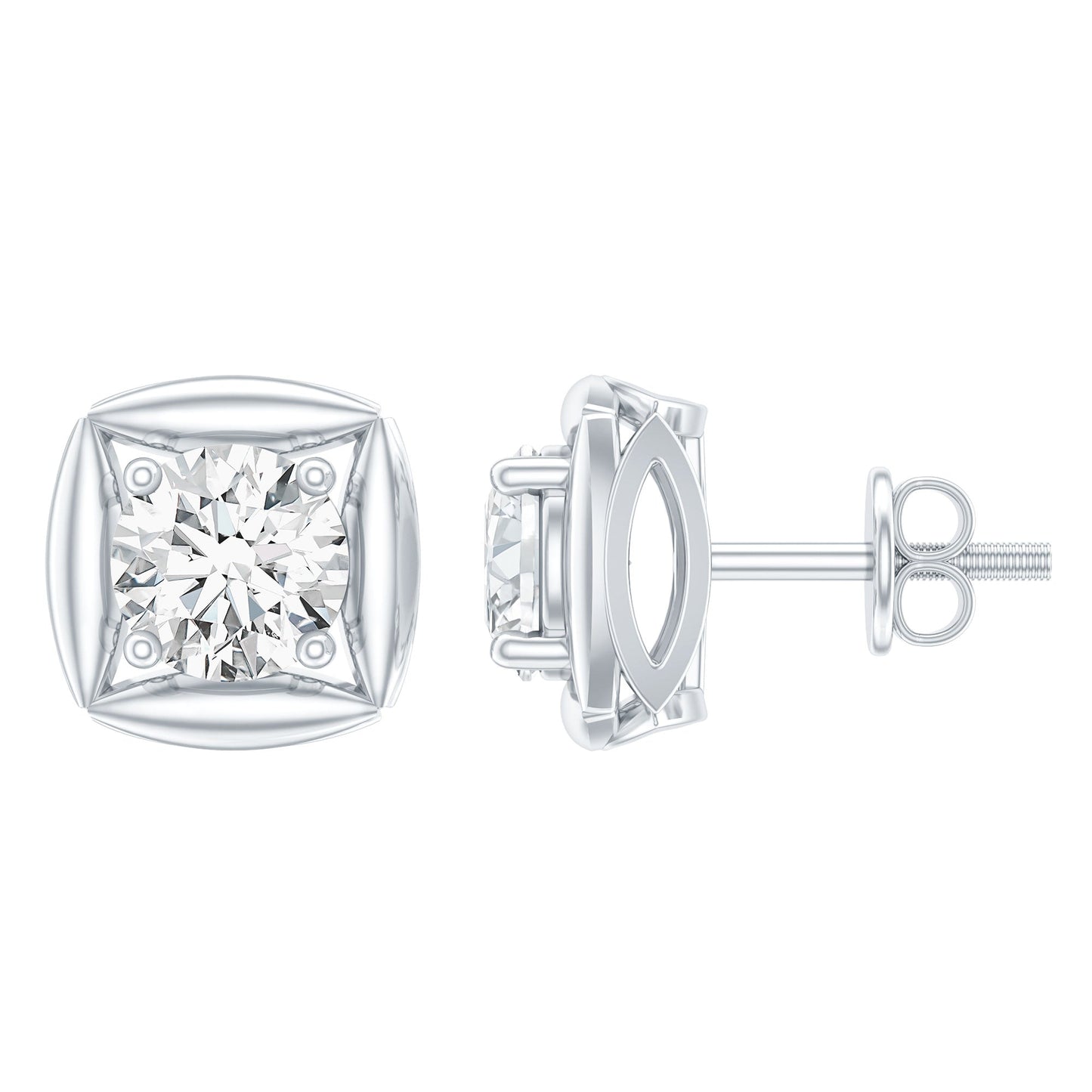 5 MM Round Lab Grown Diamond Stud Earrings With Screw Back